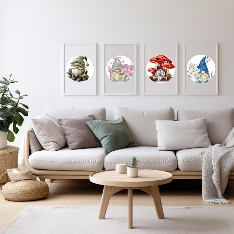 Tiwabb 4 Pack Stamped Cross Stitch Kits for Adults with Frame - Gnome Flower Embroidery Kits for Beginners Adults,11 CT Patterns Dimensions Counted Cross Stitch Kits Arts Craft Kits 7.8 x 7.8 inch - Image 3